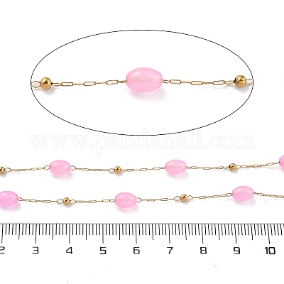 Цепочки из натурального окрашенного нефрита и бусин из нержавеющей стали 304 CHS-K021-08B-03-1