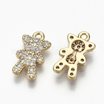 Латунные микропаве прозрачные кубические циркониевые подвески RJEW-T063-65G-NF-1