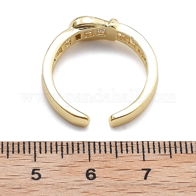 Кольца-манжеты для пальцев с покрытием из латуни с микропаве из прозрачного кубического циркония для женщин RJEW-M028-40G-1