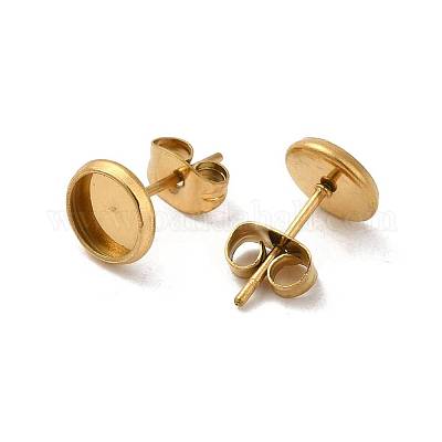 Плоские круглые серьги-гвоздики из нержавеющей стали 304 STAS-I323-14mm-G02-1