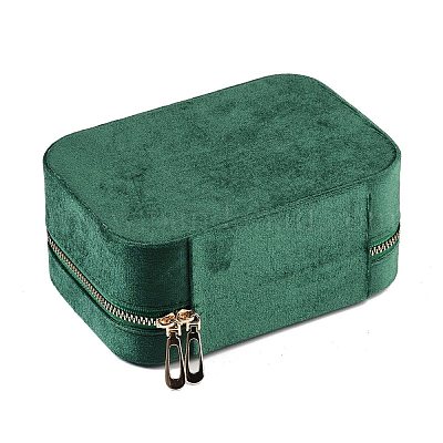 Итальянские бархатные двухслойные коробки для хранения ювелирных изделий на молнии с зеркалом внутри CON-G023-09D-1