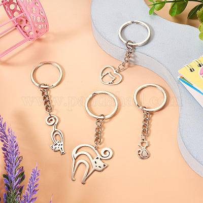 201 брелок для ключей из нержавеющей стали в виде кошки KEYC-TAC00008-1