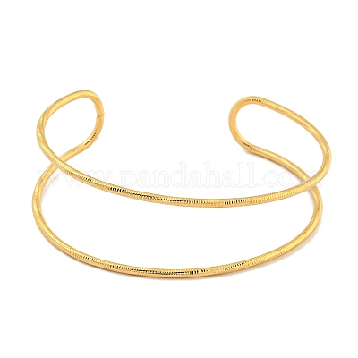 Полые браслеты-манжеты из нержавеющей стали 304 с ионным покрытием (IP) BJEW-P331-07G-1