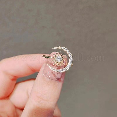 Кольца-манжеты «луна и солнце» из стерлингового серебра с микропаве из прозрачных кубических цирконий FS-WG70442-02-1