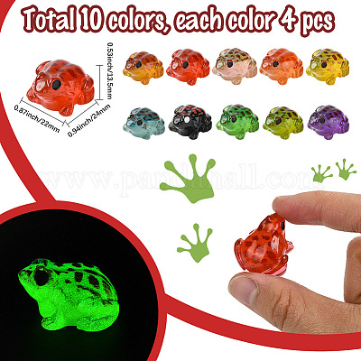 40 шт. 10-цветные светящиеся смоляные украшения для демонстрации лягушек RESI-SP0001-40-1