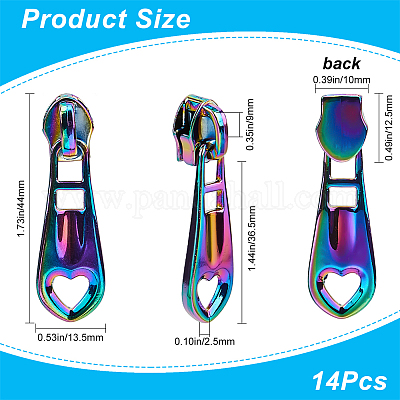 14 шт. полое сердце из цинкового сплава головка молнии сменная FIND-GF0005-69-1