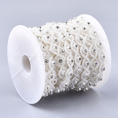 Абс пластика имитация жемчуга бисером отделка гирляндой AJEW-S073-27-1