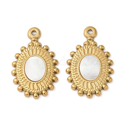 Подвески из натуральной белой ракушки из нержавеющей стали 304 STAS-L288-11G-02-1