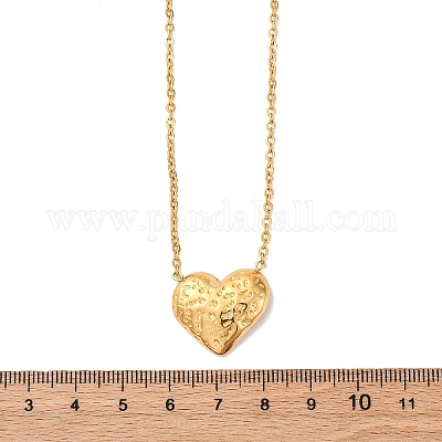 Цепочки и ожерелья из текстурированной нержавеющей стали 304 в форме сердца с кулоном NJEW-U026-10G-1