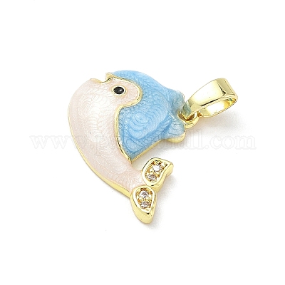 Латунь микропаве фианиты с подвесками из эмали KK-Z134-15G-02B-1