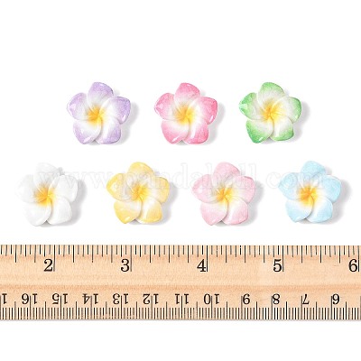 70 шт. двухцветные кабошоны из непрозрачной смолы в форме цветка плюмерии CRES-FS0001-32-1