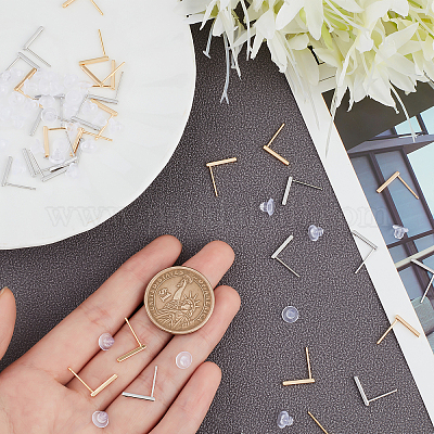 40 шт. 2-х цветная латунная фурнитура для сережек-гвоздиков KK-BBC0002-80-1