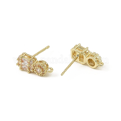 Латунные микро-паве прозрачные серьги-гвоздики из циркония KK-C107-06G-1