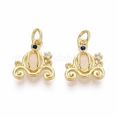 Латунные подвески из цветного стекла с микропаве и кубическим цирконием KK-R162-026C-G-1