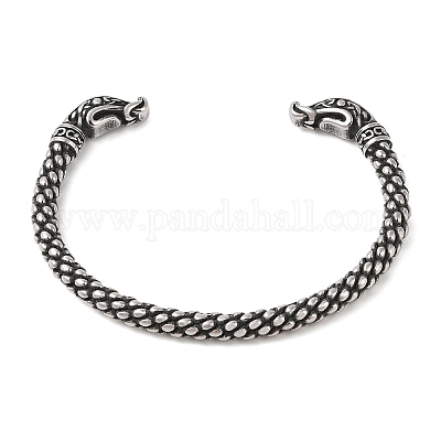 バイキング 304 ステンレススチール オープンカフバングル 男性用 アンティークシルバー ヘビ 内径：2-3/4インチ（6.95cm） 7mmの通販  - PandaHall（パンダホール）