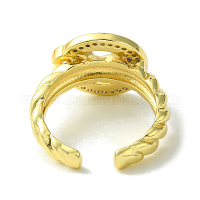 Открытые манжеты из латуни с микропаве кубический цирконий RJEW-K256-29G-1