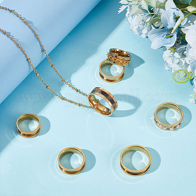 14 шт. набор из 7 колец из нержавеющей стали с канавками RJEW-UN0002-71G-1