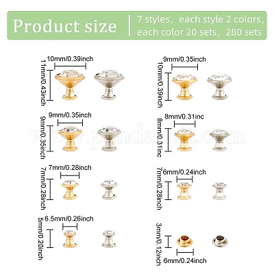 280 комплект двухцветных железных и латунных заклепок KK-FG0001-11-1