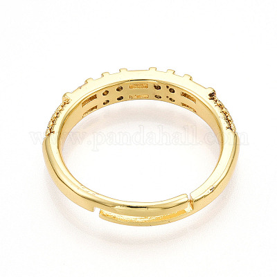 Латунные кольца-манжеты с микропаве и прозрачным цирконием для женщин KK-T070-116-1