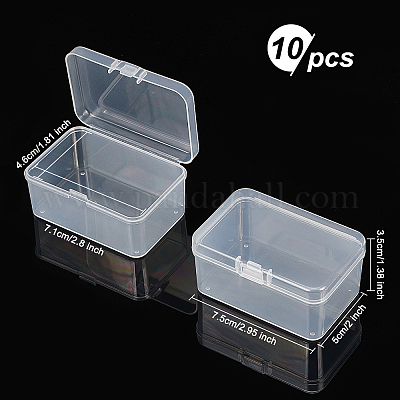 10pcs Round Clear Plastic Containers Beads Crafts Jewelry Display Storage  Boxes Case