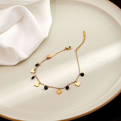 Браслеты на ногу из нержавеющей стали 304 с подвесками из блестящих страз FS-WGA577E-01-1