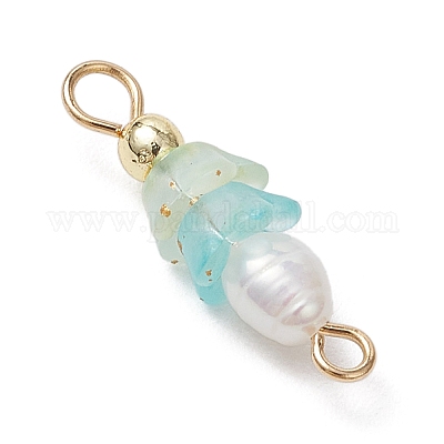 Подвески-шармы из искусственного пресноводного жемчуга и акрила с матовым цветком PALLOY-JF03590-08-1