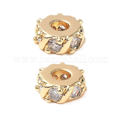 Латунные микро проложить кубического циркония бусы KK-A259-02G-1