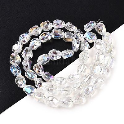 Стеклянные бусины с гальваническим покрытием  EGLA-T021-08B-1