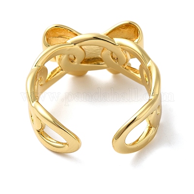 Латунные открытые манжеты с бантом для женщин RJEW-B062-02G-1