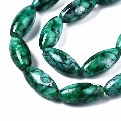 Выпечка окрашенные стеклянные бусины пряди DGLA-S115-22x10mm-S59-1