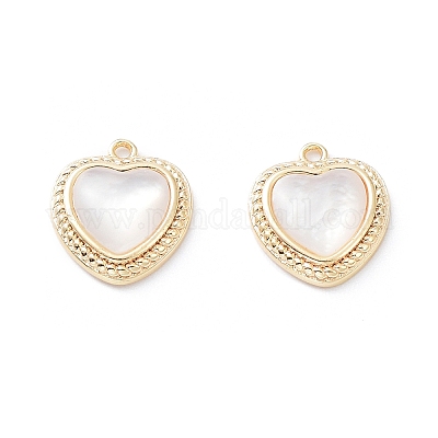 Латунные подвески в форме сердца с ракушкой KK-A183-27G-1