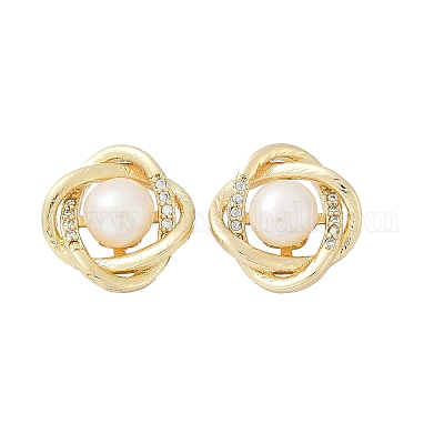 Серьги-гвоздики из латуни с имитацией жемчуга KK-D301-06G-1