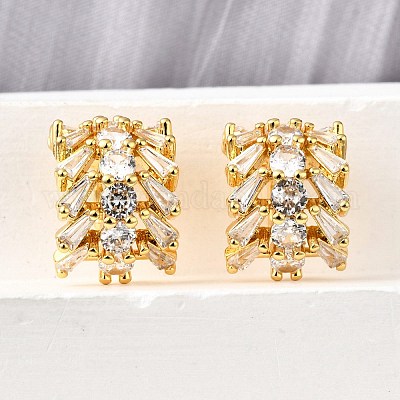 Латунные серьги-манжеты из прозрачного кубического циркония EJEW-K309-05G-1