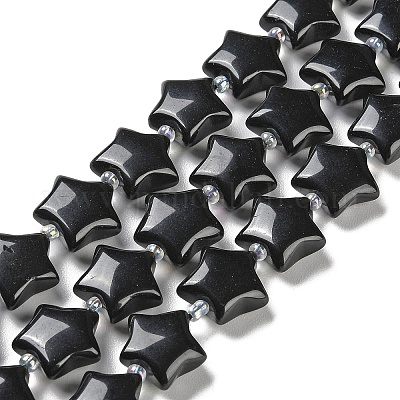 Натуральный черный обсидиан бисер пряди G-NH0005-022-1