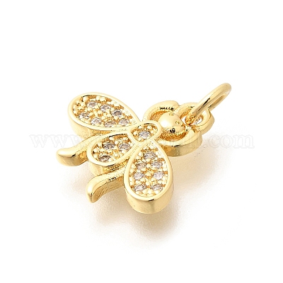 Латунные микропаве прозрачные подвески с фианитом KK-L225-039G-1