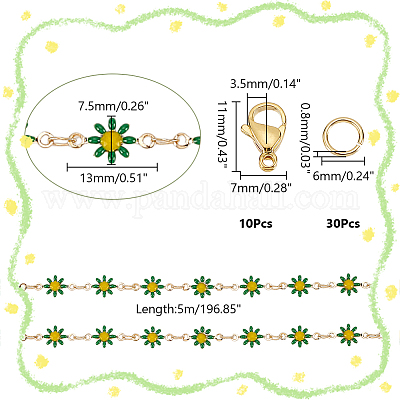 Наборы для самостоятельного изготовления цепочек из эмалированной латуни с цветочным узором DIY-AR0004-11-1
