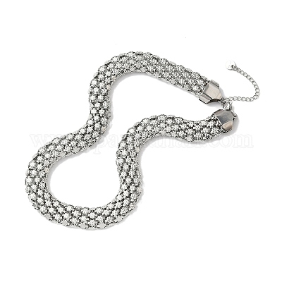 Ожерелья из цветочной сетки из нержавеющей стали 304 толщиной 13.5 мм NJEW-D333-01P-1