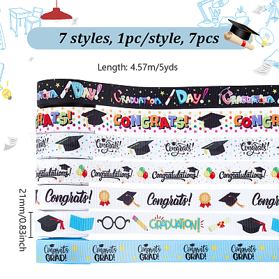 7 шт. 7 стиля полиэстеровая лента с принтом в виде корсажа для выпускного сезона OCOR-PH0005-02-1