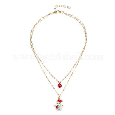 Рождественские двухслойные ожерелья с подвеской-колокольчиком из железа FS-WGA1E78-01-1