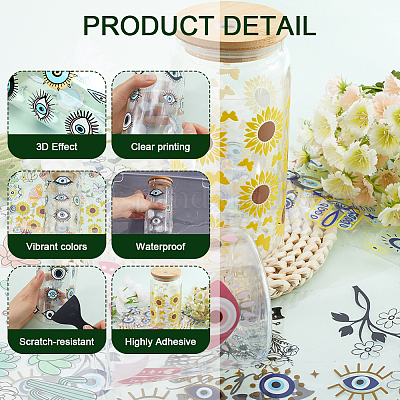 4 шт. 4 стиля УФ-переводной наклейки для стеклянного стакана DIY-CN0003-02A-1