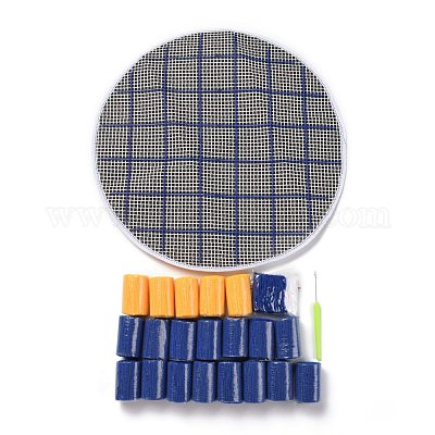 Flat Round Latch Hook Rug Kit, DIY Rug Crochet Yarn Kits, Including Color  Printing Screen Section Embroidery Pad, Needle, Acrylic Wool Bundle, Moon