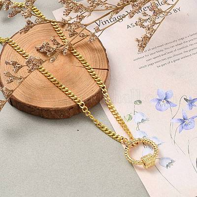 リング形状真鍮ネジカラビナロックペンダントネックレス カーブ