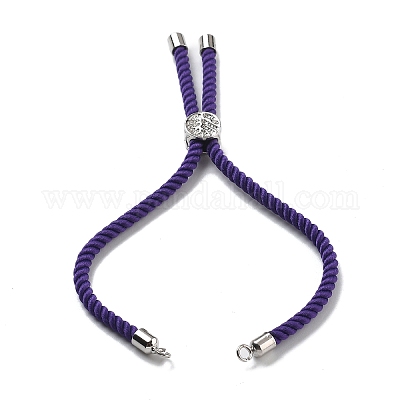 Серебряные браслеты из витого нейлонового шнура DIY-B066-03P-24-1