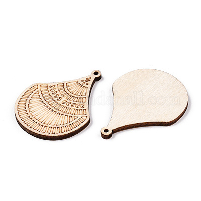 Подвески из неокрашенного натурального дерева тополя WOOD-TAC0002-13-1