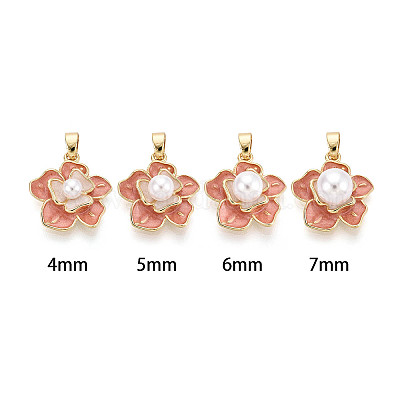 Латунные подвески с эмалированными чашечками и жемчужными штифтами KK-T079-18G-1