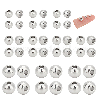 Wholesale UNICRAFTALE about 150pcs 3 Sizes 1.2/1.5/2mm Round Spacer Beads  3/4/6mm Diameter Beading Spacers Ball Metal Bead Spacers Stainless Steel  Beads Smooth Beads for Jewelry Making Findings 