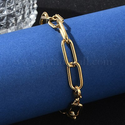 Ионное покрытие (ip) 304 нержавеющая сталь скрепки цепочка браслеты BJEW-F412-02G-1