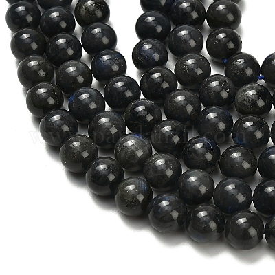 Натуральные черные лабрадоритные бусинки G-L642-B15-10mm-1
