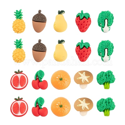 Fruit & Vegetable Charms, Cute Resin Cabochon Food Pendants