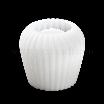 Полосатая круглая чашка для свечи с крышкой DIY-G094-06B-1